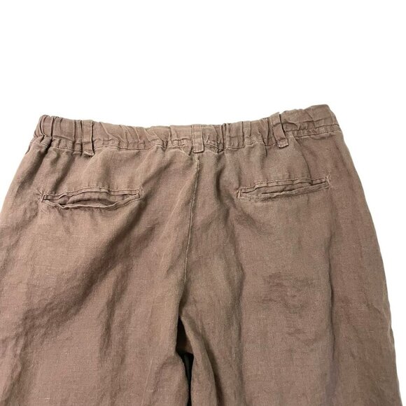 Allen Allen 100% Linen Cropped Culottes Pull-On Pants Brown size Medium Petite - Picture 4 of 6